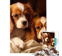 Puzzle de 1000 pièces pour Adolescents Deux Cavaliers King Charles Spaniels Jeu de réflexion éducatif idée Cadeau (75x50cm)