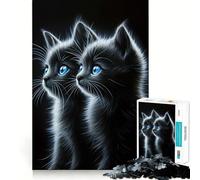 Puzzle de 1000 pièces pour Adolescents Deux Chatons Noirs, Puzzle Bien ajusté, Jeu de réflexion, Amusement et Loisirs, décoration de Noël (50x75cm)