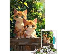 Puzzle de 1000 pièces pour Adolescents Deux Chats Mignons dans Un Jardin Jeu éducatif de 1000 pièces défi Difficile Jeu Amusant et Stimulant pour Toute la Famille (38x26cm)
