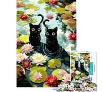 Puzzle de 1000 pièces pour Adolescents Deux Chats Noirs Un défi à relever pour Une décoration Parfaite Jeu de détente pour Les 14 Ans et Plus (38x52cm)