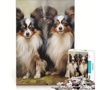 Puzzle de 1000 pièces pour Adolescents Deux Chiens Papillon Jeu Familial décoration Murale renforce Les Liens d'amour Entre Les Couples 38x52cm