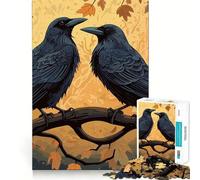 Puzzle de 1000 pièces pour Adolescents Deux Corbeaux Noirs, découpe Fine, Jeu d'entraînement à la Concentration, Amusant et Calme, Cadeau de Noël (38x26cm)
