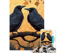 Puzzle de 1000 pièces pour Adolescents Deux Corbeaux Noirs Jeu intellectuel et éducatif Anti-Stress Cadeau d'anniversaire (Dimensions 50x75cm)