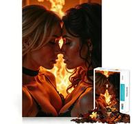 Puzzle de 1000 pièces pour Adolescents Deux Femmes à la Lueur du feu, découpe précise, Jeu de Concentration Amusant, détente, Cadeau d'anniversaire (38x52cm)