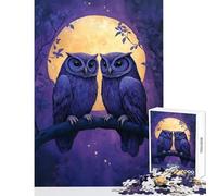 Puzzle de 1000 pièces pour Adolescents Deux hiboux au Clair de Lune Jeu à Monter soi-même Idée Cadeau et activité Manuelle Amusante à Faire à la Maison Dimensions 38x26 cm