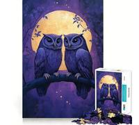Puzzle de 1000 pièces pour Adolescents Deux hiboux au Clair de Lune, Puzzle Bien ajusté, Jeu de réflexion et de Divertissement, Loisirs, décoration de Noël (50x75cm)