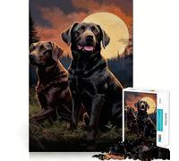 Puzzle de 1000 pièces pour Adolescents Deux Labradors la Nuit, Jeu aux Bords Nets, Jouet de réflexion, Jeu d'inactivité, décoration de Noël (50x75cm)