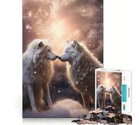 Puzzle de 1000 pièces pour Adolescents Deux Loups Amoureux, pièces Bien ajustées, Jeu de logique Amusant et Silencieux, idéal pour Un Anniversaire ou Une activité Artistique (38x26cm)