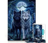 Puzzle de 1000 pièces pour Adolescents Deux Loups dans la Jungle, découpe Nette, Jeu cognitif Amusant, Divertissement pour Les Temps Morts, décoration de Noël pour la Maison (38x52cm)