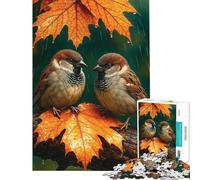 Puzzle de 1000 pièces pour Adolescents Deux moineaux par Une journée pluvieuse d'automne Jeux et Puzzles Amusants pour Adolescents Découpe de précision Idée Cadeau Originale pour Un Anniversaire