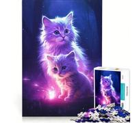 Puzzle de 1000 pièces pour Adolescents Deux Petits Chats Jouet éducatif décoration intérieure avec Poster et fiche d'informations Assortis 38x26cm