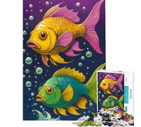 Puzzle de 1000 pièces pour Adolescents Deux Poissons colorés dans Un Bleu Profond Jeu éducatif et Impossible Cadeau Amusant pour Toute la Famille Idéal pour Les Anniversaires (Dimensions 75x50cm)