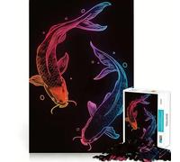 Puzzle de 1000 pièces pour Adolescents, Deux Poissons Koi, Style Japonais néon, Jeu d'ajustement précis, défi Mental, Jouet pour se détendre et s'amuser, scène de Noël (38x52cm)