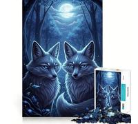 Puzzle de 1000 pièces pour Adolescents Deux Renards au Clair de Lune, découpe Nette, Jeu cognitif Amusant, Divertissement pour Les Temps Morts, décoration de Noël (38x52cm)