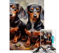 Puzzle de 1000 pièces pour Adolescents Deux teckels Défi éducatif Jeu Amusant et Stimulant Convient aux Personnes de 14 Ans et Plus (38x52cm)