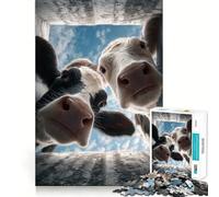 Puzzle de 1000 pièces pour Adolescents Deux Vaches regardant vers Le Bas, découpe Nette, Jeu cognitif Amusant, Jeu pour Passer Le Temps, décoration de Noël pour la Maison (38x26cm)