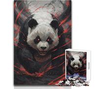 Puzzle de 1000 pièces pour Adolescents : Dieu Panda en colère aux Yeux Rouges Jeu intellectuel pour Toute la Famille Idée Cadeau d'anniversaire Dimensions : 38x52 cm