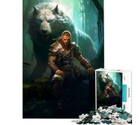 Puzzle de 1000 pièces pour Adolescents Dieux Vikings Thor et Odin Loup Jeu éducatif Casse-tête Décoration Murale Cadeau de Noël Secret (Dimensions 38x26cm)