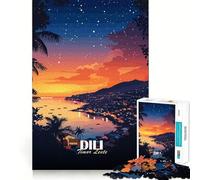 Puzzle de 1000 pièces pour Adolescents,Dili,Timor Oriental,au Coucher du Soleil,découpe précise,Jeu de logique Amusant et Silencieux,décoration de Noël,Cadeau (38x52cm)
