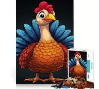 Puzzle de 1000 pièces pour Adolescents Dinde de Dessin animé aux Plumes Bleues Jeu de Loisirs créatifs et cognitifs Décoration de Noël pour la Maison (50x75cm)