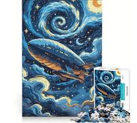 Puzzle de 1000 pièces pour Adolescents dirigeable dans Un Ciel étoilé, Jeu Amusant et Stimulant, idéal comme Cadeau pour Toute la Famille 38x26cm