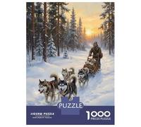 Puzzle De 1000 Pièces pour Adolescents Dog Sled Team in Winter Landscape Puzzle pour Adolescents Activités Familiales Interaction Parent-Enfant Cadeaux pour Amis Et Famille 52x38cm/1000pcs