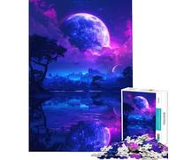 Puzzle de 1000 pièces pour Adolescents Double Lune et Ciel Nocturne Jeu Stimulant éducatif et Artistique (Dimensions 38x52cm)