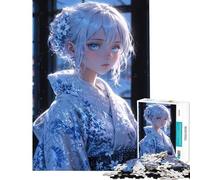 Puzzle de 1000 pièces pour Adolescents Douce étreinte hivernale ︰ Fille Anime en Kimono Activités Amusantes à la Maison Décoration Murale Jeu Pratique pour Les 14 Ans et Plus Jeu de Puzzle Offert