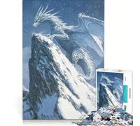 Puzzle de 1000 pièces pour Adolescents Dragon Blanc au Sommet d'une Montagne Jeu Pratique Amusant et Humoristique Cadeau d'anniversaire Original 38x26cm