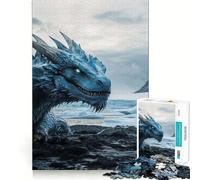 Puzzle de 1000 pièces pour Adolescents Dragon Bleu dans Un Paysage Arctique,Assemblage Lisse,Jeu de réflexion Amusant,Cadeau Relaxant,activité de Loisirs pour Noël (50x75cm)