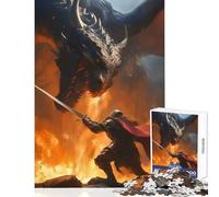 Puzzle de 1000 pièces pour Adolescents Dragon Combattant Un Chevalier Décoration Jouet pour Toute la Famille Jeu Parent-Enfant Dimensions 38x26cm
