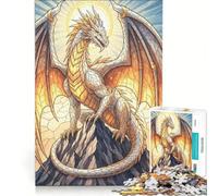Puzzle de 1000 pièces pour Adolescents Dragon doré au Sommet d'une Montagne, Jeu de réflexion Difficile et Stimulant, idéal comme Cadeau pour Toute la Famille 38x52cm