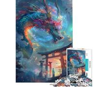 Puzzle de 1000 pièces pour Adolescents : Dragon et Samouraï Nuit Niveau Difficile et Stimulant pour s'amuser en Famille Jeu Amusant à partir de 14 Ans : 50x75cm