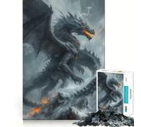 Puzzle de 1000 pièces pour Adolescents Dragon Noir dans la tempête,articulations Lisses,Jeu de réflexion Amusant,Cadeau Relaxant,activité de Loisirs pour Noël (50x75cm)