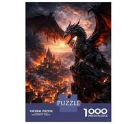 Puzzle De 1000 Pièces pour Adolescents Dragon Over Burning City Puzzles pour Adultes Difficile, Stimulant Et Amusant À Terminer, Un Jeu Familial Amusant 70x50cm/1000pcs