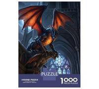 Puzzle De 1000 Pièces pour Adolescents Dragon Perched on Gargoyle in Cathedral Puzzles pour Adultes - Jeu De Réflexion Difficile Et Stimulant À Compléter 38x26cm/1000pcs