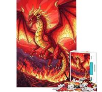 Puzzle de 1000 pièces pour Adolescents Dragon Rouge dans Une scène de Bataille enflammée Jeu de réflexion pour Adultes découpe de précision Difficile et Stimulant (Taille 38x26cm)