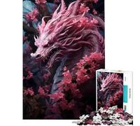 Puzzle de 1000 pièces pour Adolescents Dragon Sakura Japonais Activités Amusantes à la Maison Décoration Parfaite Jeux relaxants pour Les 14 Ans et Plus (38x52cm)