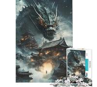 Puzzle de 1000 pièces pour Adolescents Dragon sur Une cité Antique Jeu Difficile et Stimulant Jeu Familial adapté aux Personnes de 14 Ans et Plus (38x52cm)