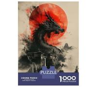 Puzzle De 1000 Pièces pour Adolescents Dragon Under A Blood Moon Puzzles pour Adolescents Jeux De Détente Difficulté Difficile Cadeaux pour Les Amis Et La Famille 52x38cm/1000pcs