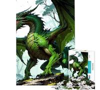 Puzzle de 1000 pièces pour Adolescents Dragon Vert dans la forêt Jeu de Construction et d'assemblage pour Adolescents pour Les Amis et la Famille (38x26cm)