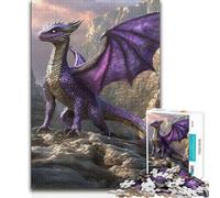 Puzzle de 1000 pièces pour Adolescents : Dragon Violet sur Une Falaise - Jeu éducatif d’Analyse et de logique à partir de 14 Ans - 38x26cm
