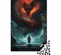 Puzzle De 1000 Pièces pour Adolescents Dragon Vs. Warrior Epic Fantasy Artwork Puzzles pour Adultes - Défi Difficile - Activités Amusantes À La Maison pour Les Jeux 70x50cm/1000pcs