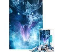 Puzzle de 1000 pièces pour Adolescents Dragons de Glace Blizzard Roar Jeu Familial Défi d'intelligence et de réflexion Jouet addictif Cadeau Artistique Activités familiales (Dimensions 38x26cm)