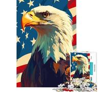 Puzzle de 1000 pièces pour Adolescents Drapeau américain Aigle à tête Blanche Illustration Patriotique Défi intellectuel Jouet addictif Jeu Amusant Améliore la mémoire Cadeau Artistique (38x52cm)