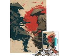 Puzzle de 1000 pièces pour Adolescents Duel de samouraïs avec Soleil Rouge Puzzle pour Adultes Jeu d'analyse et de logique Cadeau d'anniversaire Original et Stimulant (38x26cm)