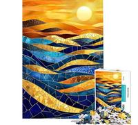 Puzzle de 1000 pièces pour adolescents dunes du désert au lever du soleil doré art de l'aura puzzles pour adultes jeux relaxants amusants et humoristiques pour un anniversaire ou Noël (taille 38x26cm)