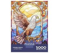 Puzzle De 1000 Pièces Pour Adolescents Eagle Stained Glass Poster, Picture, Metal Print, Paint by PERMADI Puzzle Jeux De Famille Décoration Murale Cadeaux Uniques Pour Anniversaire Et Noël 52x38cm/100