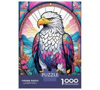 Puzzle De 1000 Pièces pour Adolescents Eagle Stained Glass Puzzle Adulte Jeu Familial Analyse Et Logique Cadeaux d'anniversaire Et Cadeaux Uniques 38x26cm/1000pcs