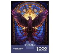 Puzzle De 1000 Pièces pour Adolescents Eagle Stained Glass Style Puzzle Adulte Jeu Manuel Améliore La Mémoire Difficile Et Stimulant 38x26cm/1000pcs